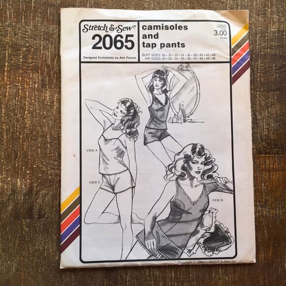Stretch & Sew Sewing Pattern 2065 Retro Camisole Shorts Lingerie XS-XL UNCUT - Picture 1 of 2